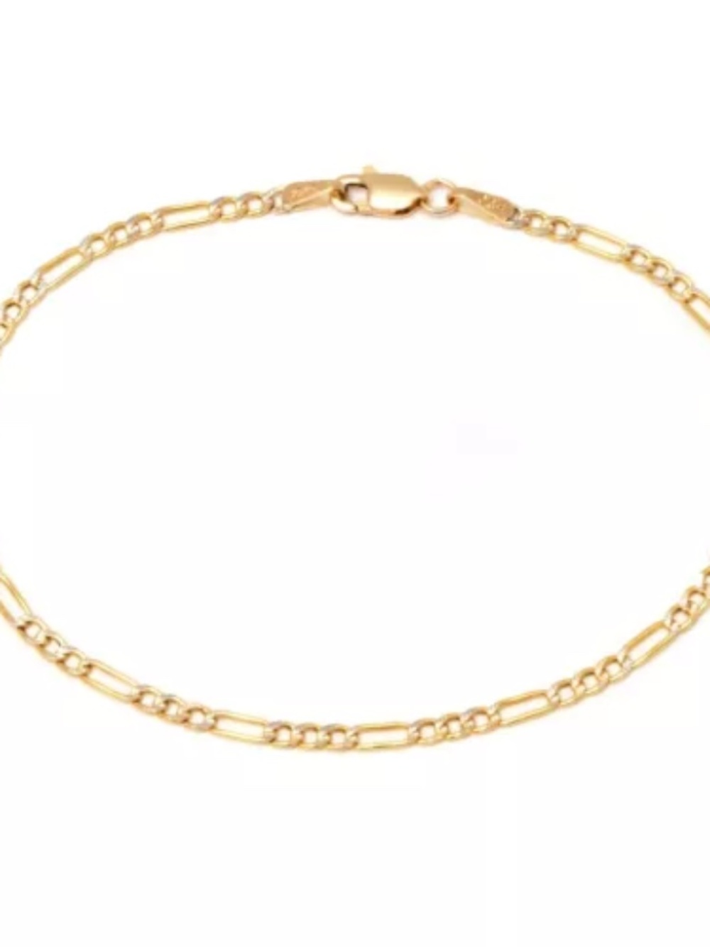 10K Yellow Gold 3.0MM Figaro 3+1 Link Chain Bracelet - 7" 8" inches